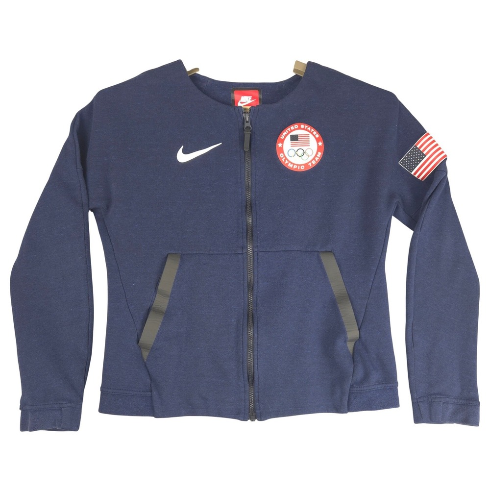 Nike Team USA‎ Olympic Full Zip Sweatshirt Navy Blue Jacket 806996-473 Womens S